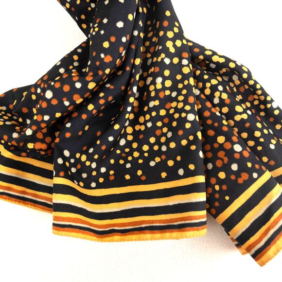 Gold Black Satin Vintage Square Scarf  28x28 - Picture 2 of 4